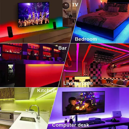 Luces Led Tira Rgb Multicolor Con Adaptador Control Remoto Rgb
