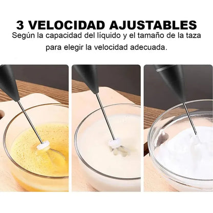 Pack X2 Mini Batidor Revolvedor De Café Y Espuma Leche Negro
