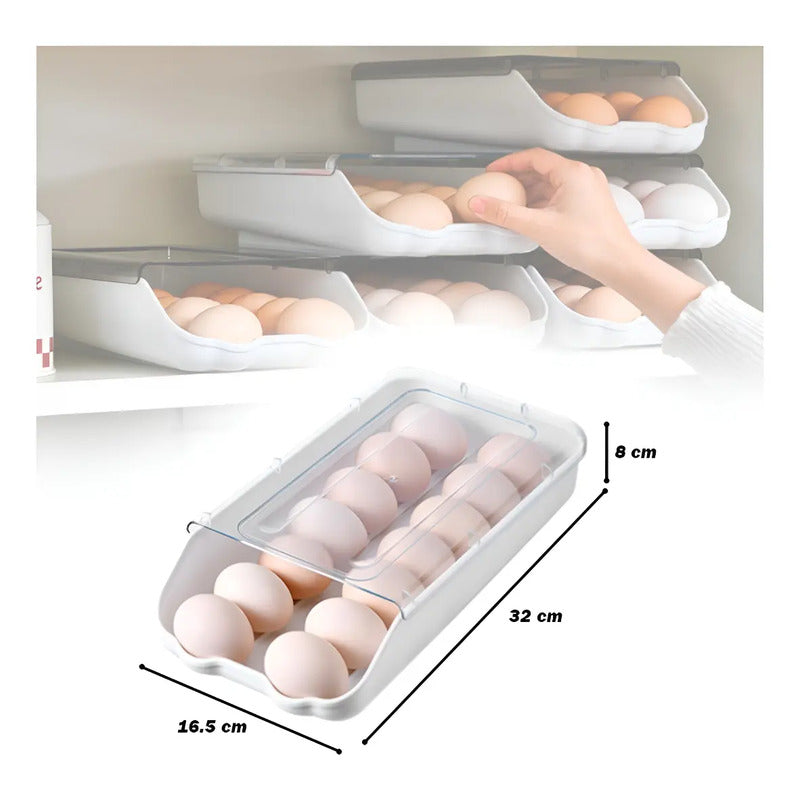 Pack X2 Bandeja Organizadora Porta Huevos Apilable Blanco