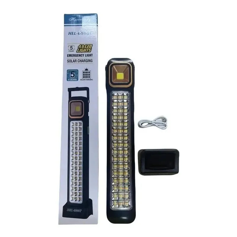 Pack X2 Lampara De Emergencia Solar 48 Led Negro