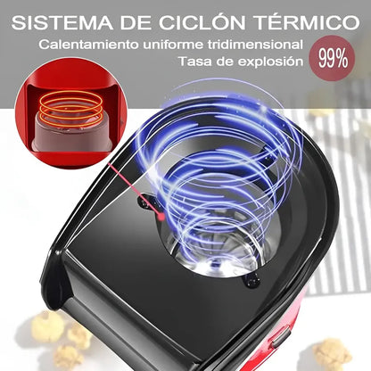 Máquina Para Palomitas De Aire Caliente Roja, 1200w, Para Fiestas Y Noches De Cine Rojo