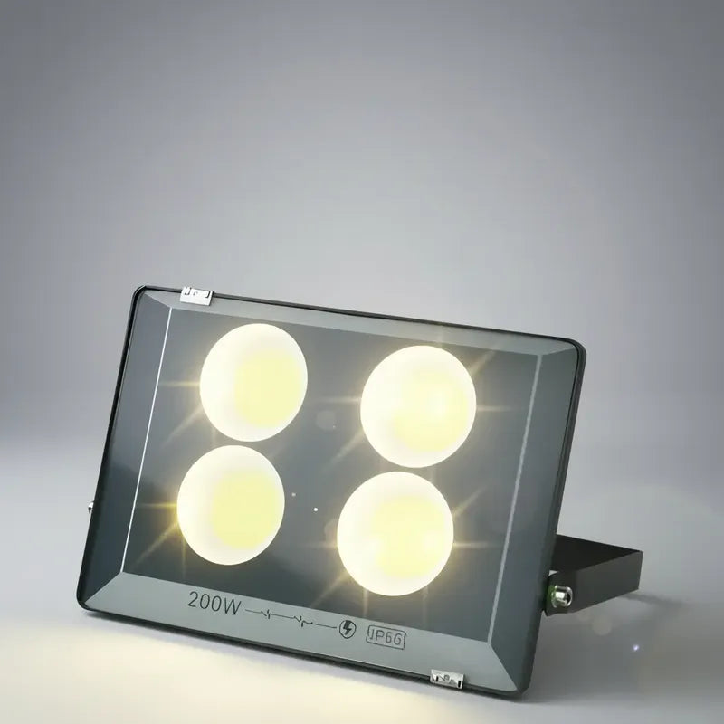 Foco Led Reflector Plano Cob Led 200w  Negro Blanco Frío