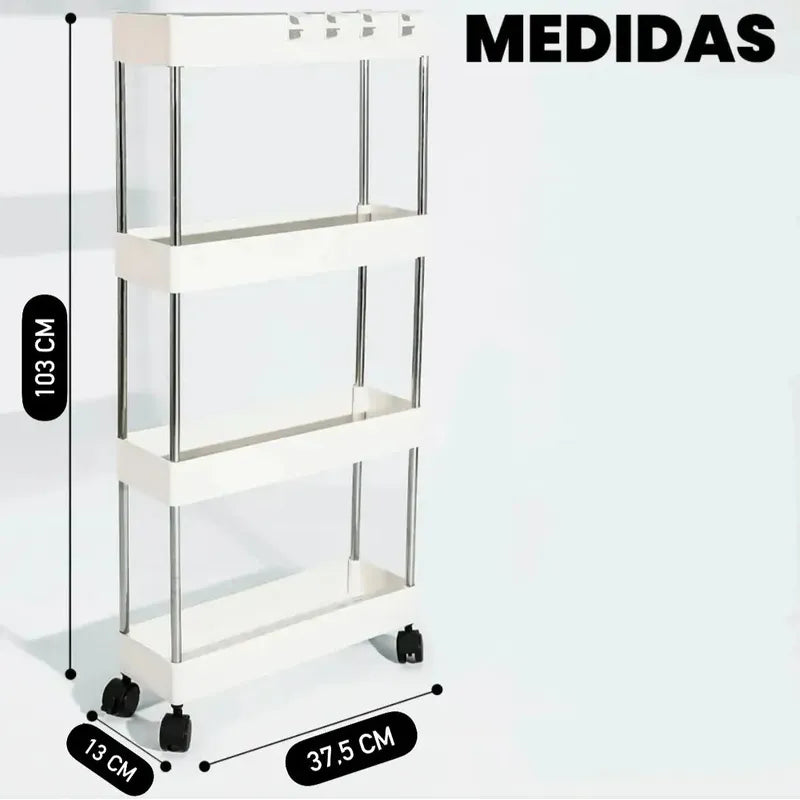 Carrito Organizador 4 Estantes Con Ruedas Para Cocina Blanco