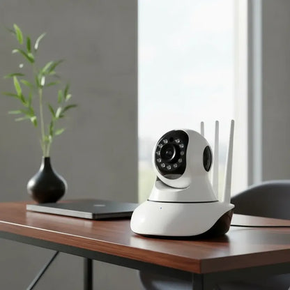 Camara Ip Wifi Hd Motorizada Vision Nocturna 360° Blanco