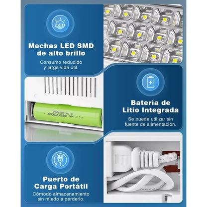 Lámpara Led De Emergencia Recargable 24 Horas Modelo Ca-629 Blanco