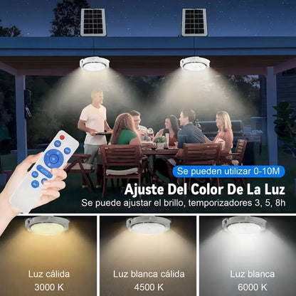 Luz De Techo Redonda Para Exteriores Solar 500w Con Sensor Blanco