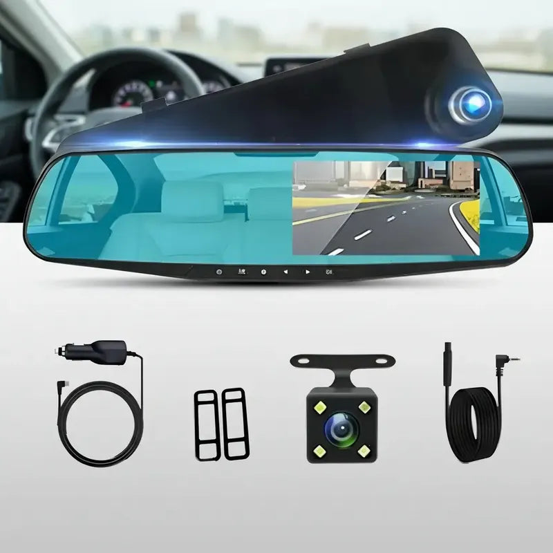 Espejo Retrovisor Con Cámara Frontal Y De Retroceso Hd Para Auto