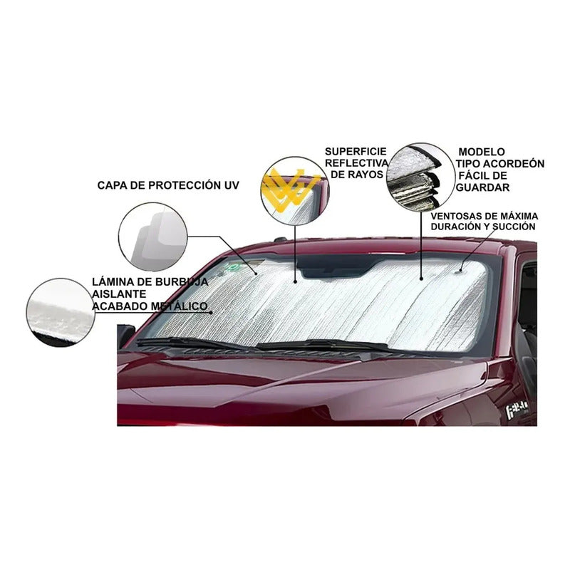 Parasol Retráctil Para Auto Y Camioneta Con Protección Uv E Impermeable  130x60 Cm Gris