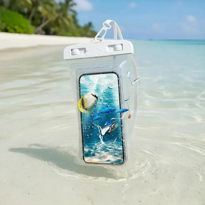 Funda Impermeable Sumergible Para Celular Universal Con Correa Y Cierre Magnético Variado Lisa