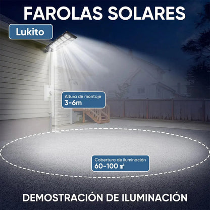 Pack X3 Foco Luminaria Para Pared Exterior Led Solar 400w  Negro