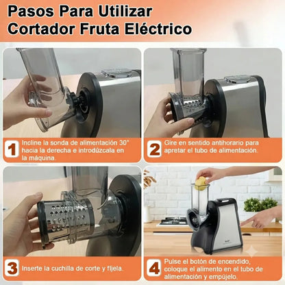 Rallador Eléctrico Cortador De Verduras Utensilios De Cocina Negro