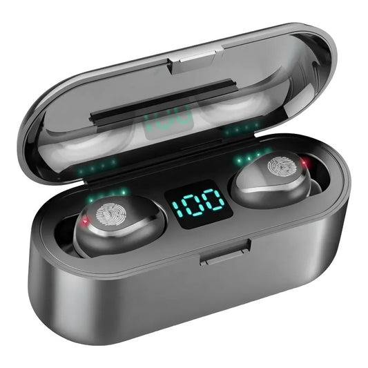 Audifonos Bluetooth Inalambrico Estuche Carga Led Figoimport Negro