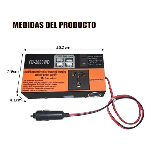 Inversor Auto 200w 12v A 220v Con Usb