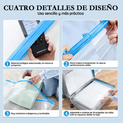 Bolsas Al Vacio Comprimir Ropa Ahorra Espacio 80x130 Pack 6