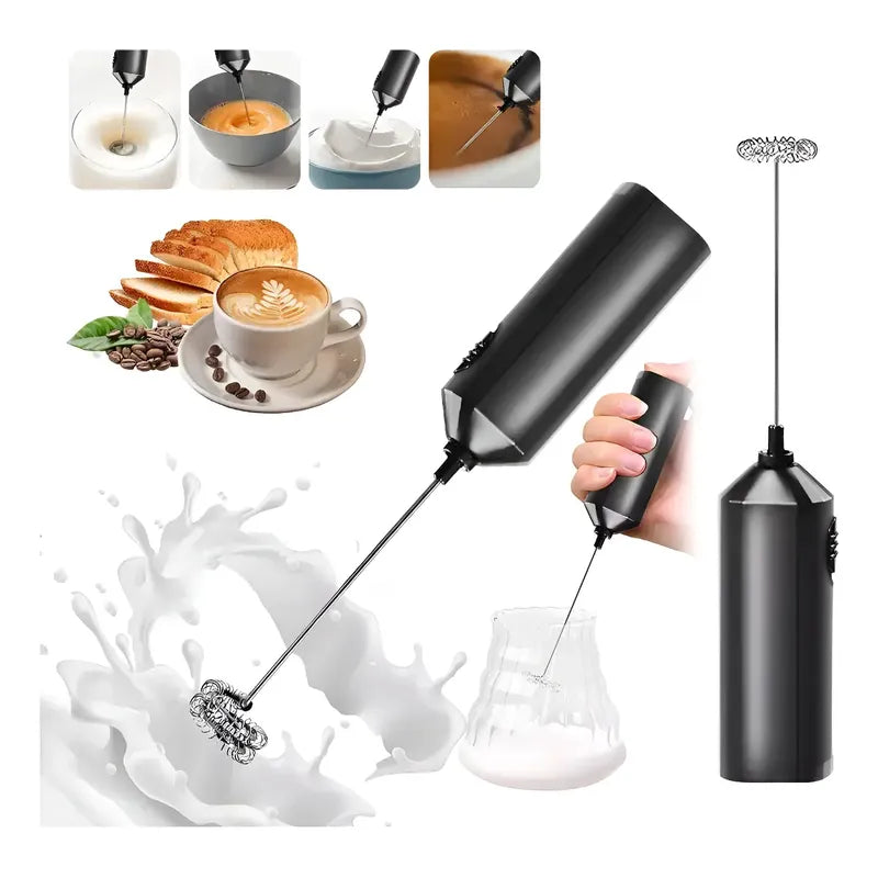 Mini Batidor Revolvedor De Café Espuma Huevo Recargable Negro