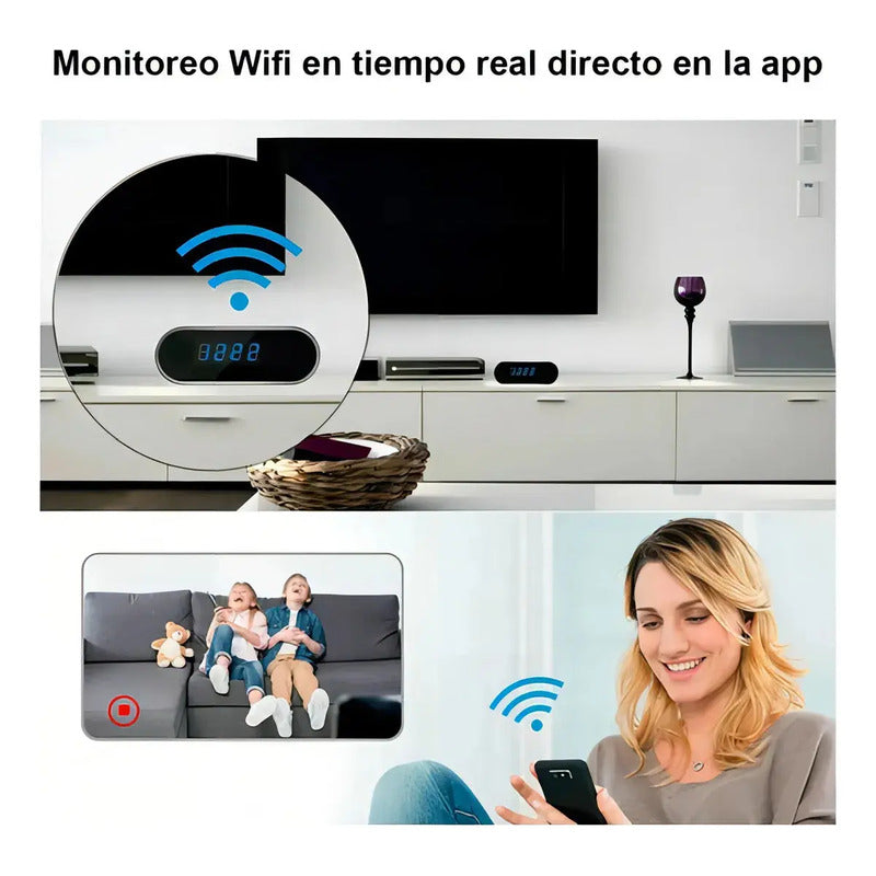 Reloj Despertador Cámara Oculta 1080 Wifi Detecta Movimiento