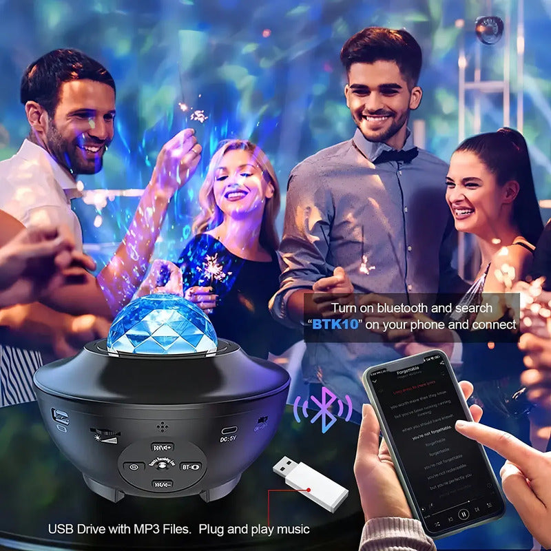 Proyector Galaxia Estrellas Universo Con Bluetooth Color De La Estructura Negro