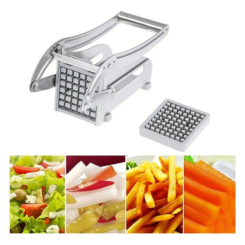 Cortador De Papas Fritas Acero Inoxidable Cuchillas Intercambiables Plateado