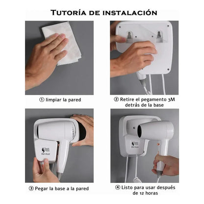 Secador De Pelo 1300w Con Soporte Y Puerto Usb Cargador Blanco