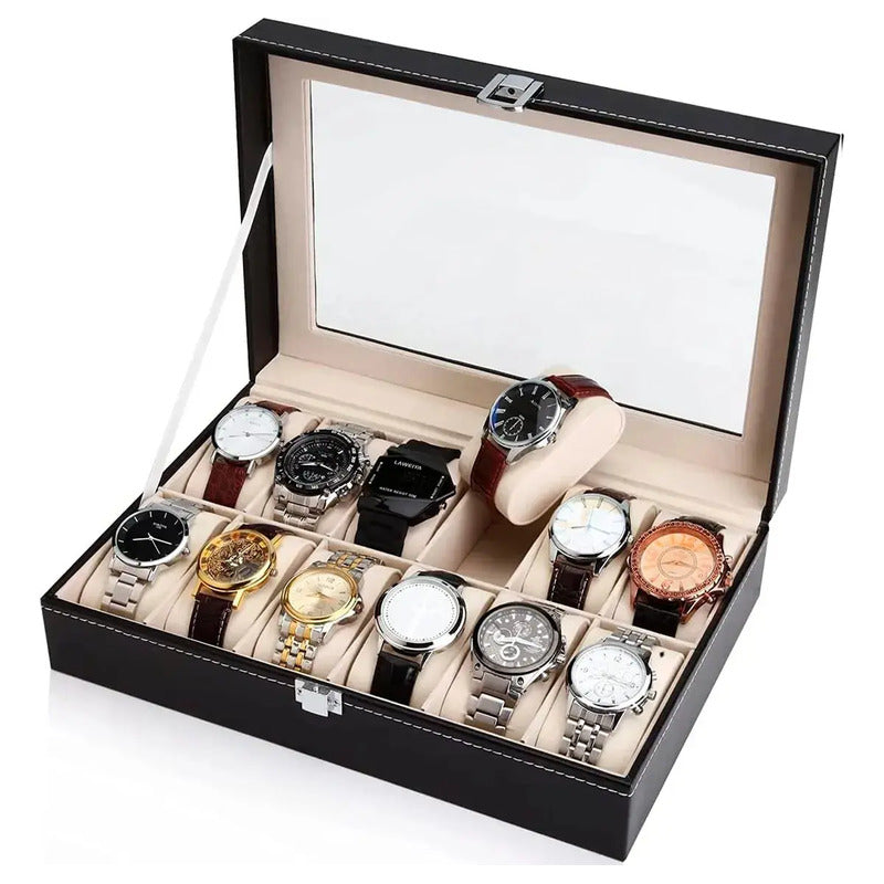 Estuche Organizador Para 12 Relojes Con Almohadillas Negro