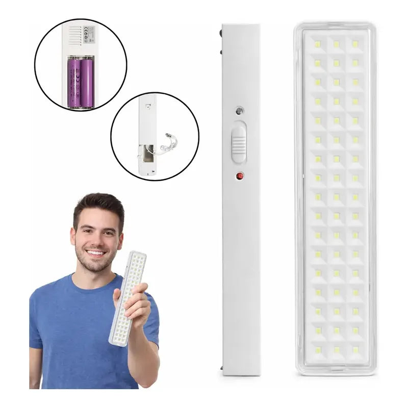 Pack X2 Lámpara Luz Led De Emergencia Recargable 20 Hrs Blanco
