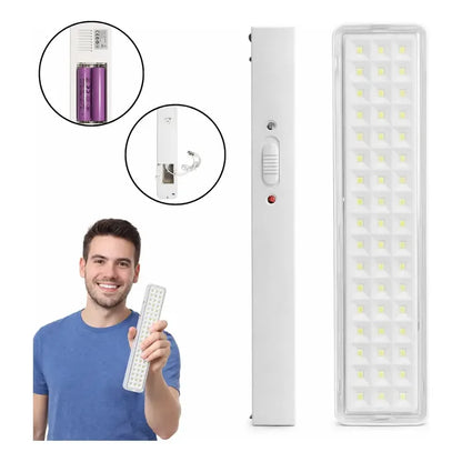 Pack X2 Lámpara Luz Led De Emergencia Recargable 20 Hrs Blanco