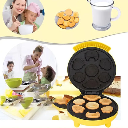 Mini Wafflera Para Niños Maquina Mini Torta Cocina Amarillo