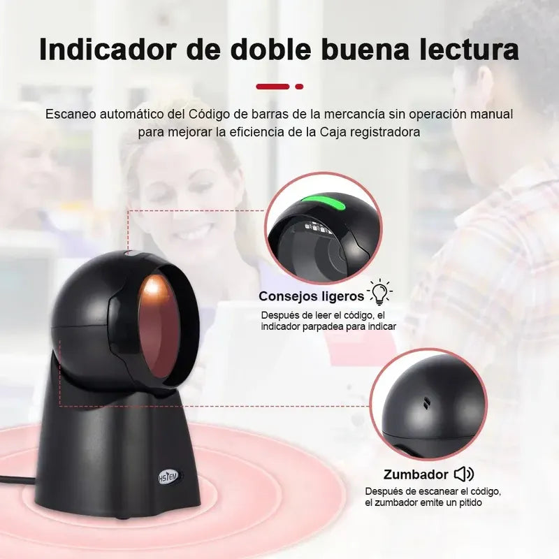 Lector De Códigos De Barras Fijo Figostore 1d Y 2d Usb, Láser Con Soporte Negro