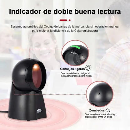Lector De Códigos De Barras Fijo Figostore 1d Y 2d Usb, Láser Con Soporte Negro
