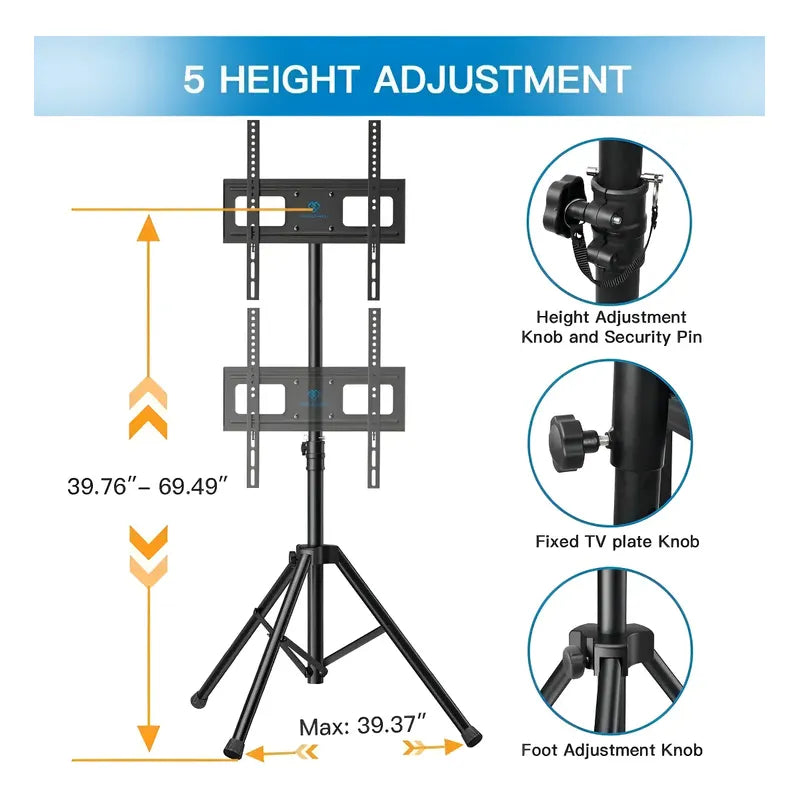 Base Trípode Pedestal Tv 32 A 55 Pulgadas Giratorio 360° Color Negro Negro
