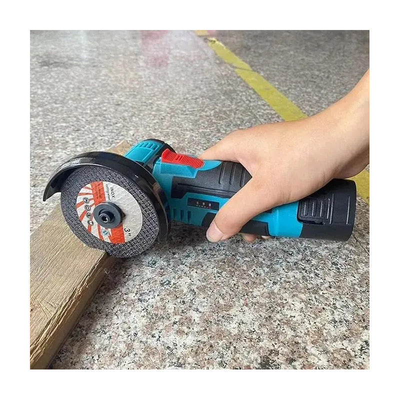 Mini Amoladora Angular Inalámbrica 12v Con 2 Baterías Y Velocidad Regulable Azul Marino 60hz