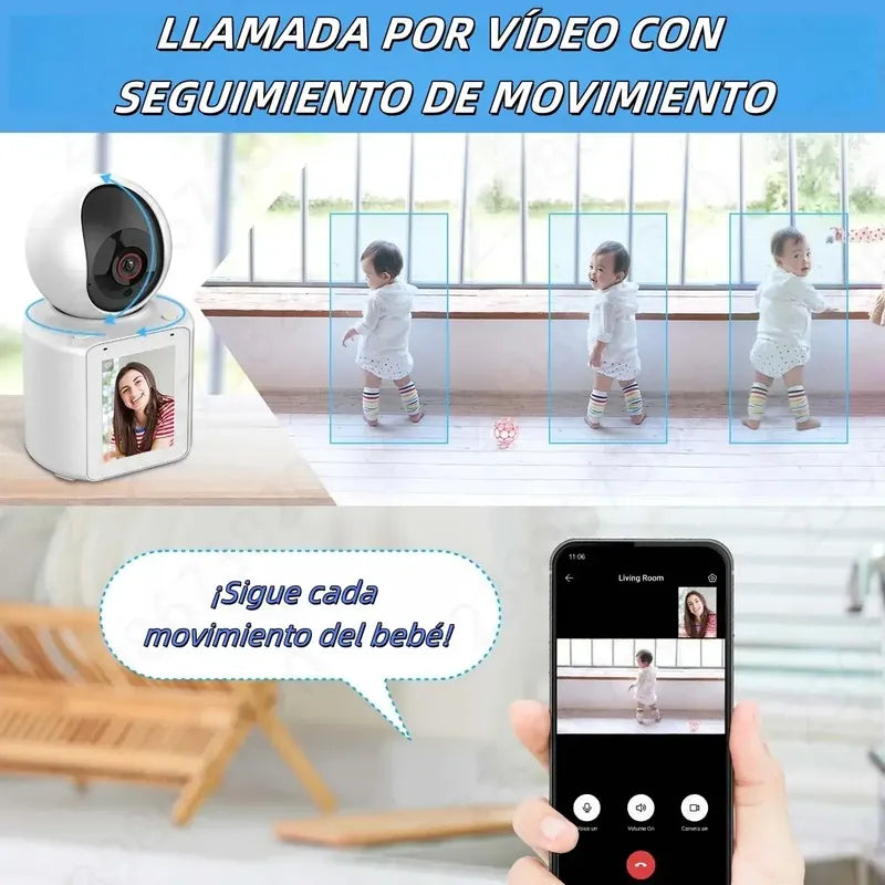 Cámara De Videollamadas Wi-fi Interior Figoimport Con Pantalla Hd Para Monitoreo De Adulto Mayor Y Bebés Blanco