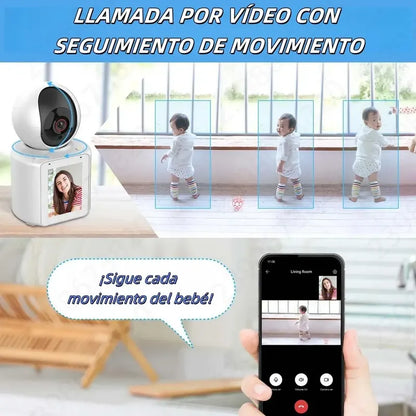 Cámara De Videollamadas Wi-fi Interior Figoimport Con Pantalla Hd Para Monitoreo De Adulto Mayor Y Bebés Blanco