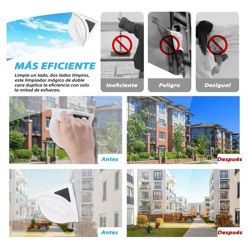 Limpia Vidrios Magnético Ventanas Hogar Triangular