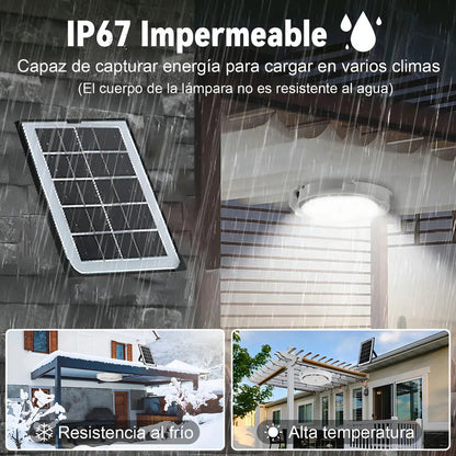 Luz De Techo Redonda Para Exteriores Solar 500w Con Sensor Blanco