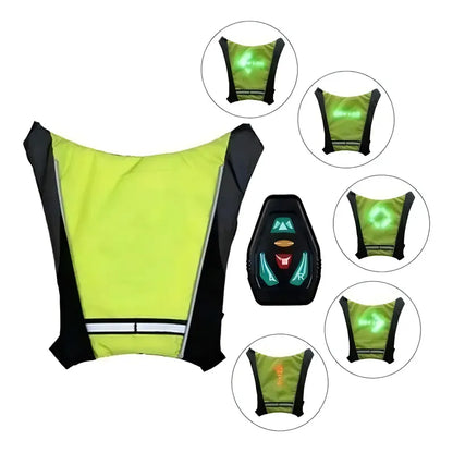 Chaleco Reflectivo Bicicleta Led Verde 2009 Indicadores Control Remoto Resistente Agua