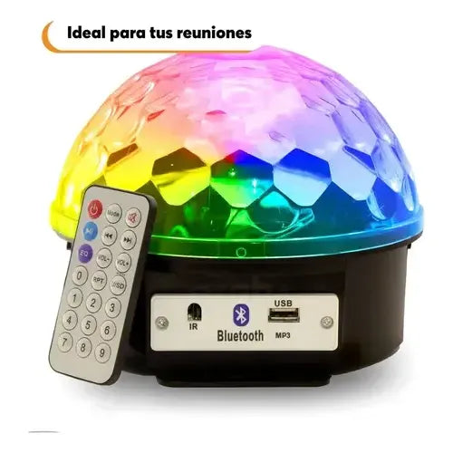 Bola Disco Espejada 18 Cm Con Luces Rítmicas Fiesta  X2