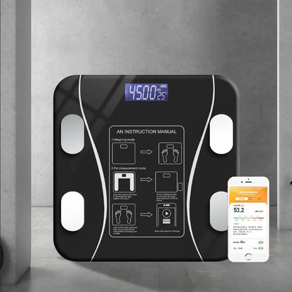 Balanza Pesa Digital Inteligente App Bluetooth Bascula Baño Negro