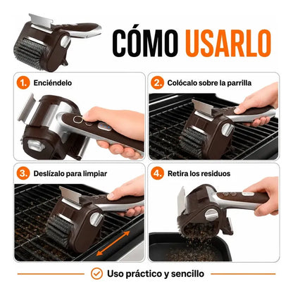 Limpiador De Parrillas Recargable Con Luz Led Y Rodillo Figo