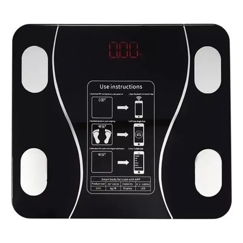 Peso Báscula Digital Balanza Bluetooth Inteligente Pesa Baño Color Negro