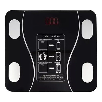 Peso Báscula Digital Balanza Bluetooth Inteligente Pesa Baño Color Negro
