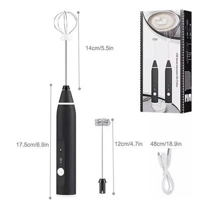 Pack X2 Mini Batidor Revolvedor De Café Y Espuma Leche Negro