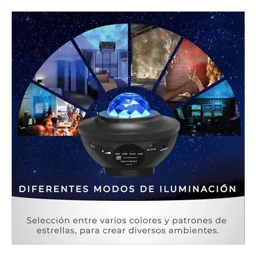 Proyector Galaxia Estrellas Universo Con Bluetooth  Negro