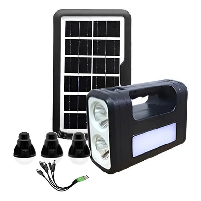 Kit Solar De Camping Luz Emergencia Usb 3ampolletas Blanco Frío