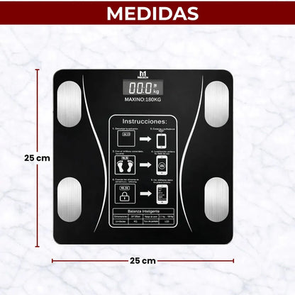 Balanza Pesa Digital Inteligente App Bluetooth Bascula Baño Negro