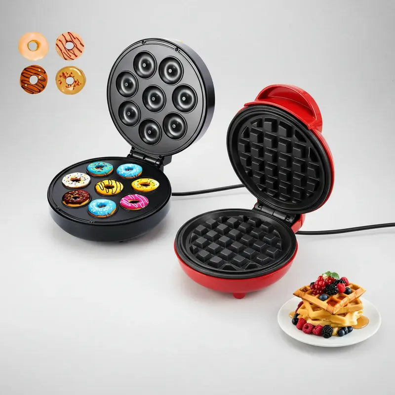 Máquina De Mini Donas Y Mini Waflera Figoimport, Eléctrica, Para 7 Postres, Antiadherente Negro