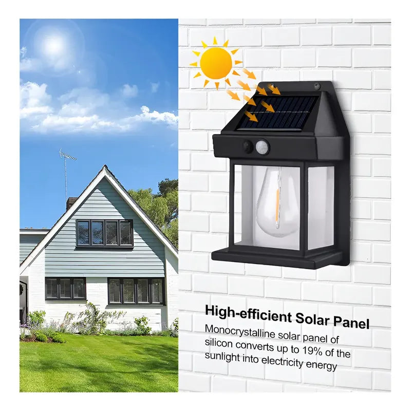 Lámpara De Pared Solar Para Exteriores, Led, Colonial, Vinta Negro