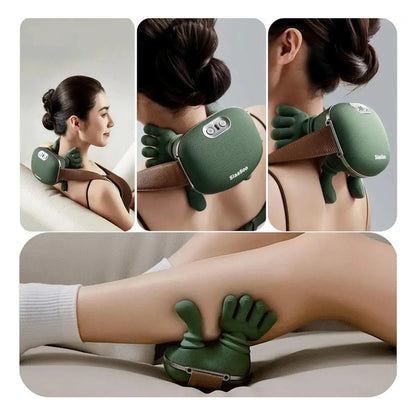 Masajeador De Cuello Y Espalda Viral 3 Modos De Masaje 2 Funciones De Calor Masajeador Termico Cinturon Ajustable Diseño Simulado De Mano Humana Para Cuello Espalda Piernas Figoimport Verde Claro