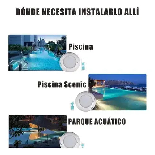 Lámpara Led Sumergible Rgb De 24w Con Control Remoto Para Piscina