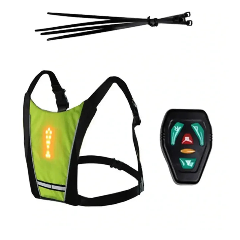 Chaleco Reflectivo Bicicleta Led Verde 2009 Indicadores Control Remoto Resistente Agua